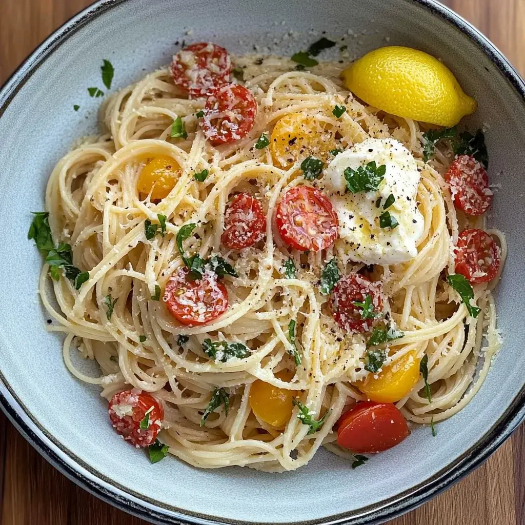 Creamy Chicken Spaghetti with Burrata Delights You!