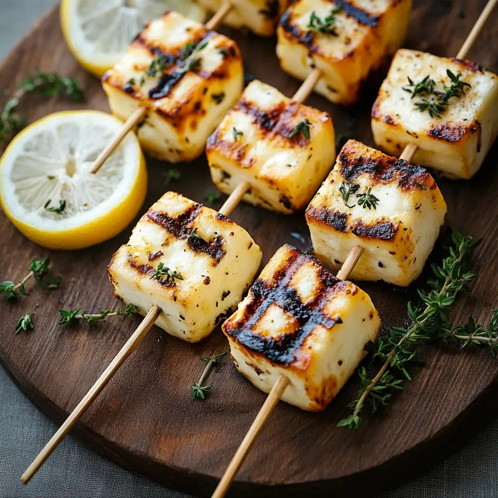 Grilled Halloumi Skewers with Lemon and Thyme Delight You!