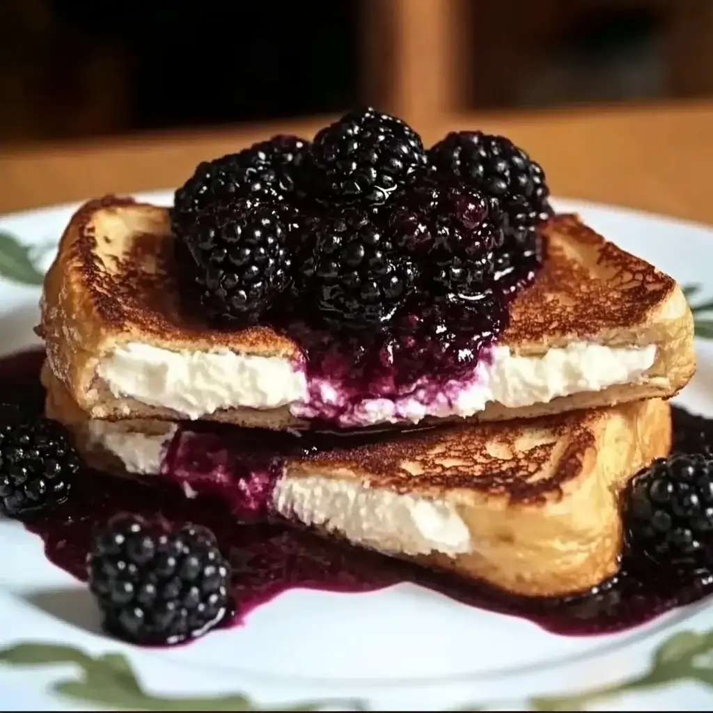 Cream Cheese Stuffed French Toast with Blackberry Sauce Recipe!