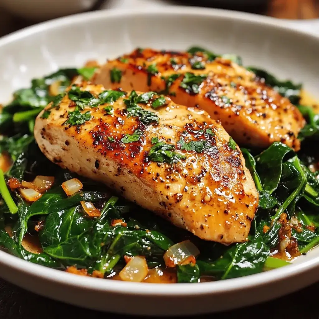 Grilled Chicken Breast with Sautéed Garlic Spinach: A Tasty Delight!