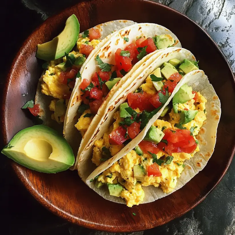 Breakfast Tacos with Scrambled Eggs and Avocado delight!