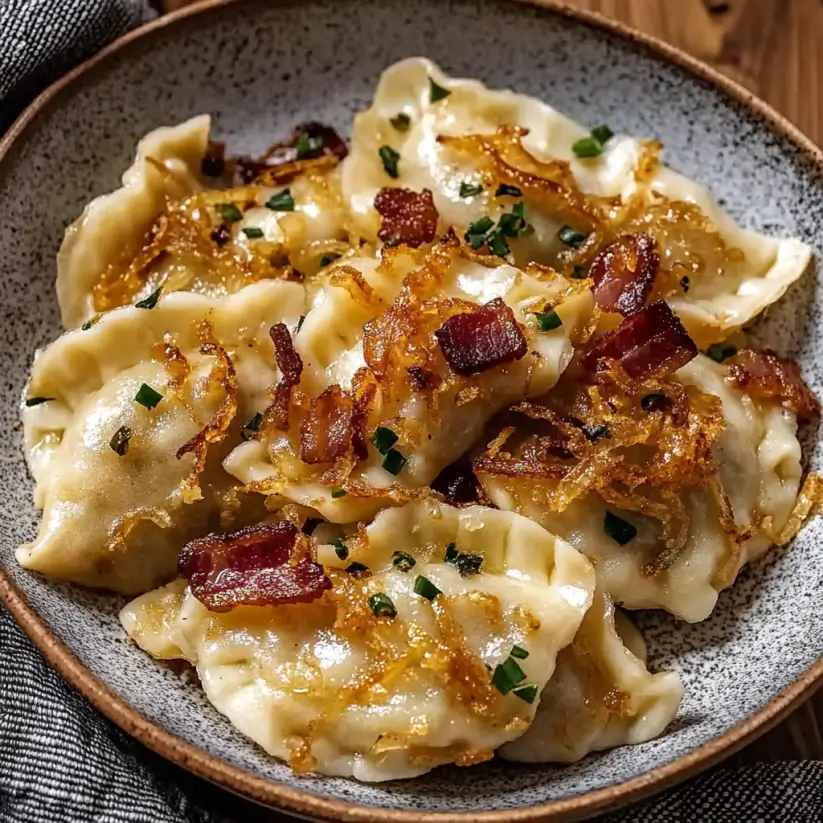Cheddar Pierogies with Caramelized Onions and Bacon: Try This!