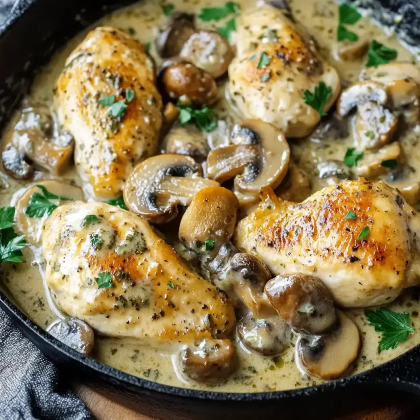 Creamy Mushroom Chicken in a Cast Iron Skillet: Savor This Easy Recipe!