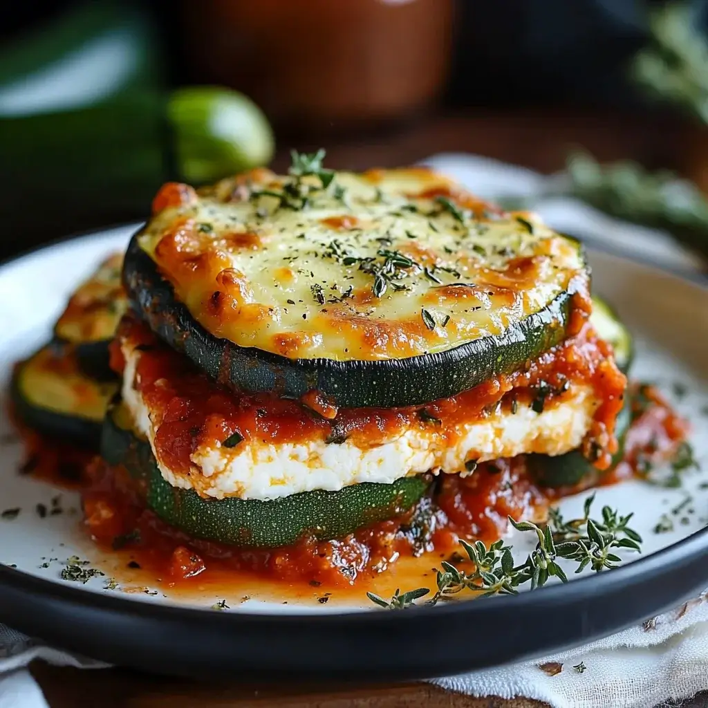 Layered Zucchini Ricotta Melts with Marinara Delightful!