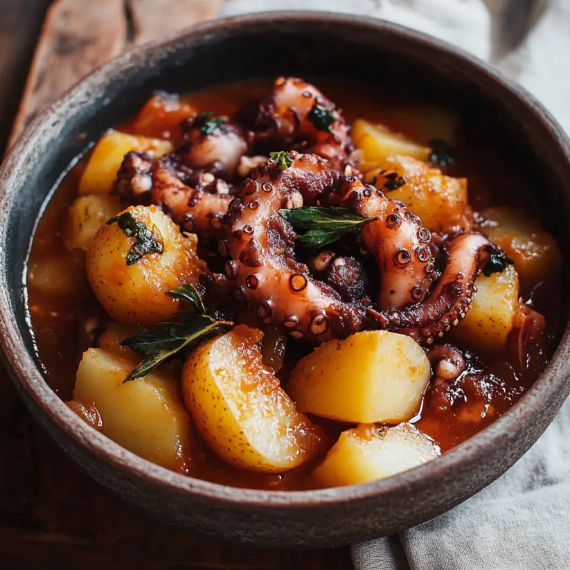 Mediterranean Octopus Stew with Potatoes is Delicious!