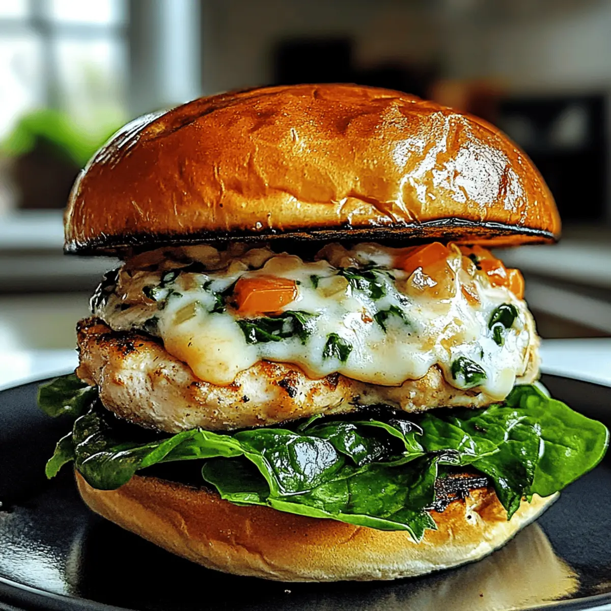 Delicious White Cheddar and Spinach Chicken Burgers at Home