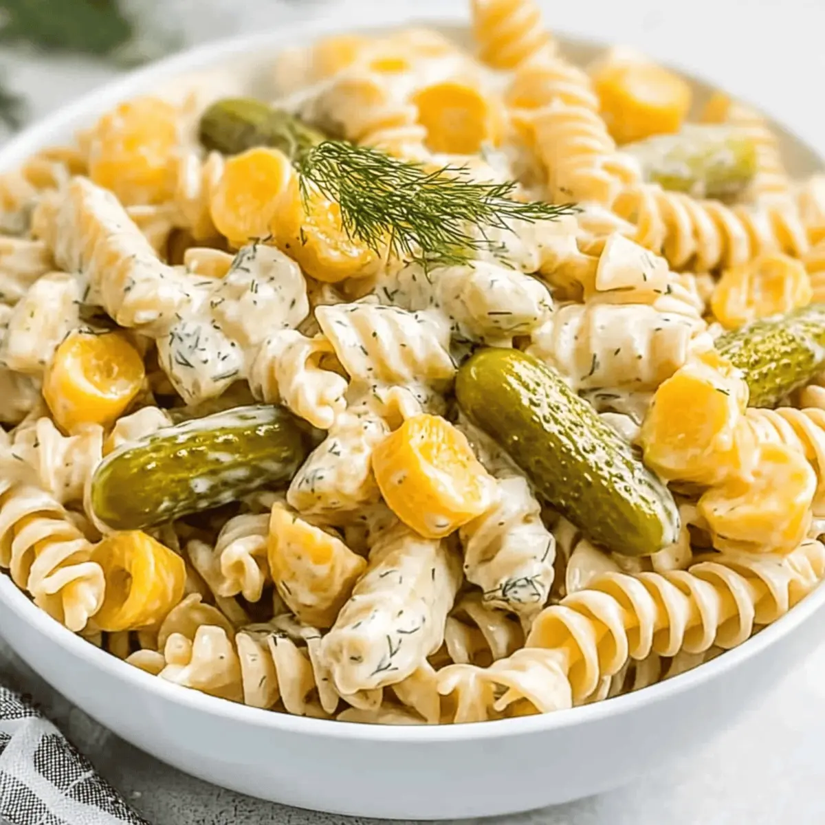 Creamy Dill Pickle Pasta Salad for a Tangy Summer Delight
