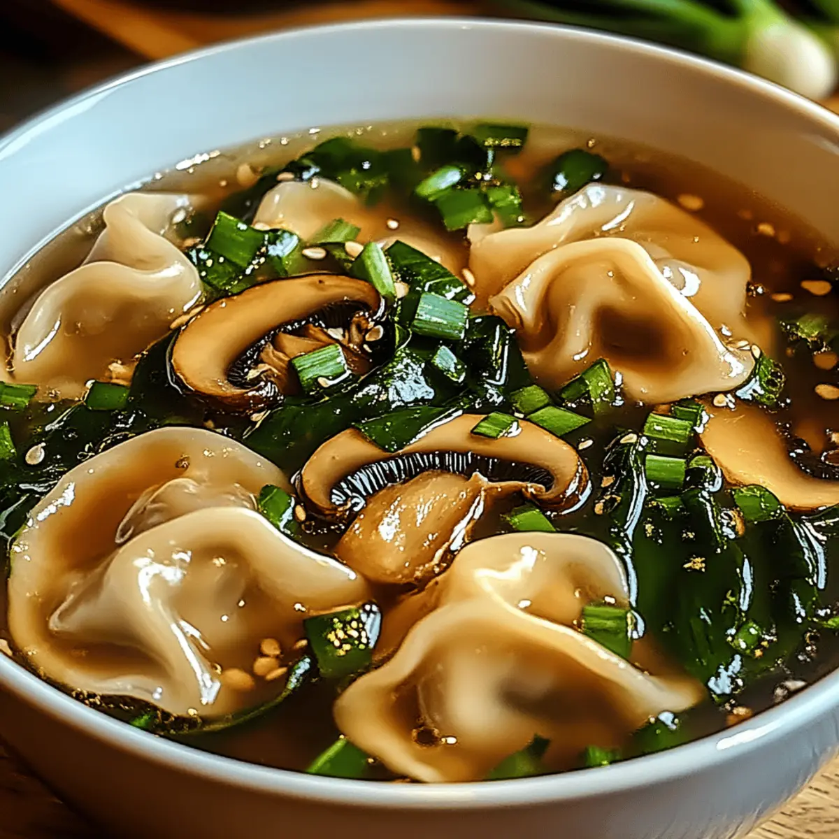 Savory Potsticker Soup with Mushrooms & Bok Choy Joy