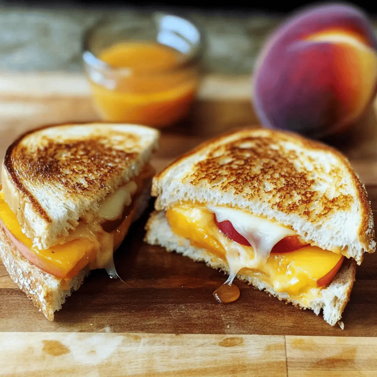 Delicious Honey Peach White Cheddar Grilled Cheese Bliss