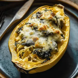 Spinach and Artichoke Stuffed Spaghetti Squash