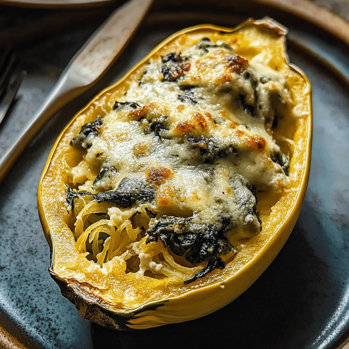 Spinach and Artichoke Stuffed Spaghetti Squash
