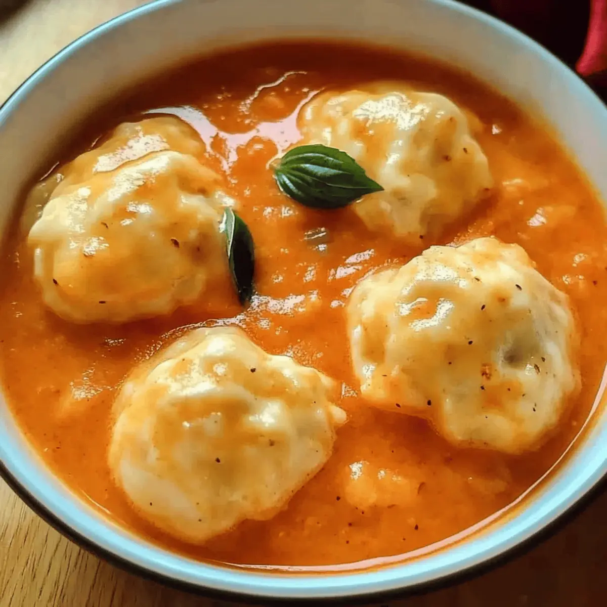 Warm Tomato Soup with Cheese Dumplings for Cozy Nights
