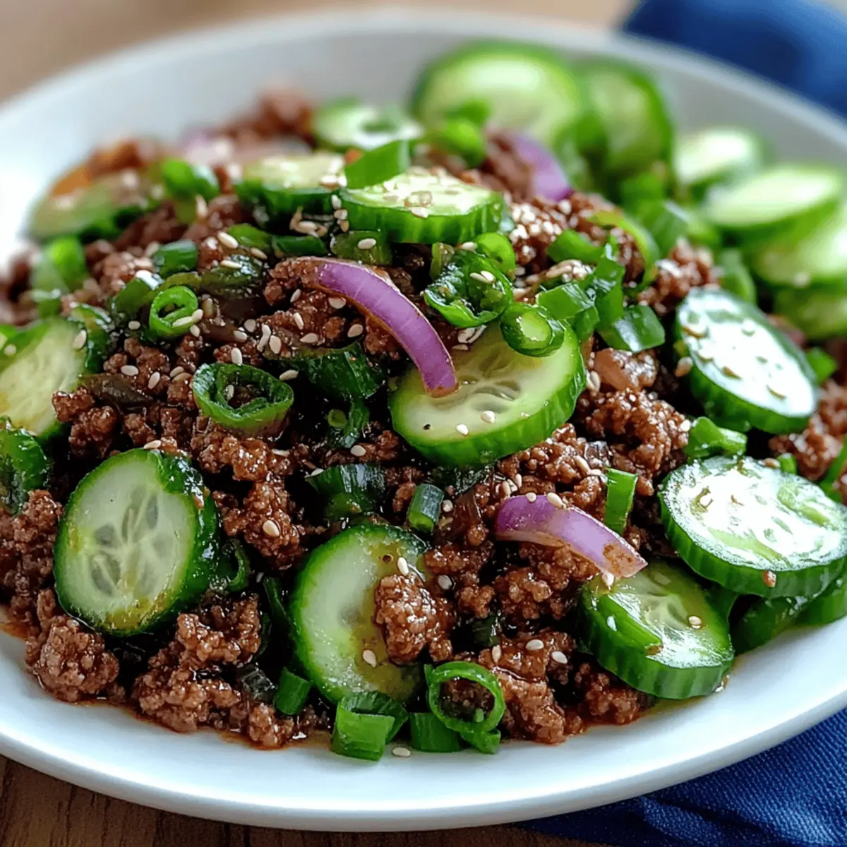Spicy Korean Ground Beef with Cucumber Salad in 25 Minutes