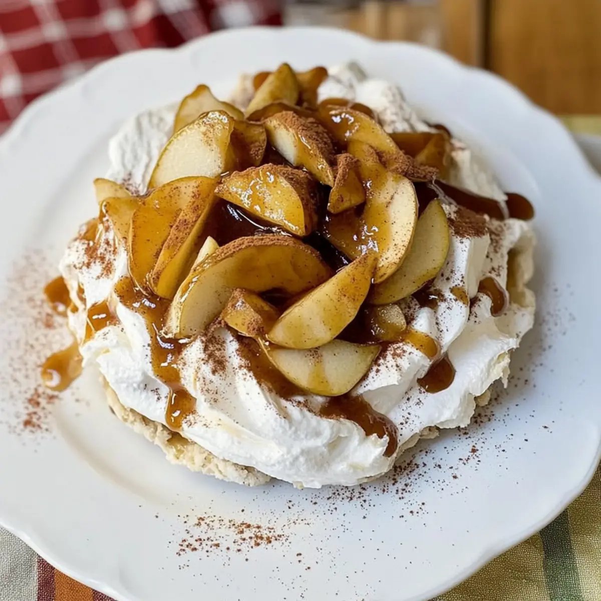 Fall Pavlova with Caramelized Apples and Whipped Cream Bliss
