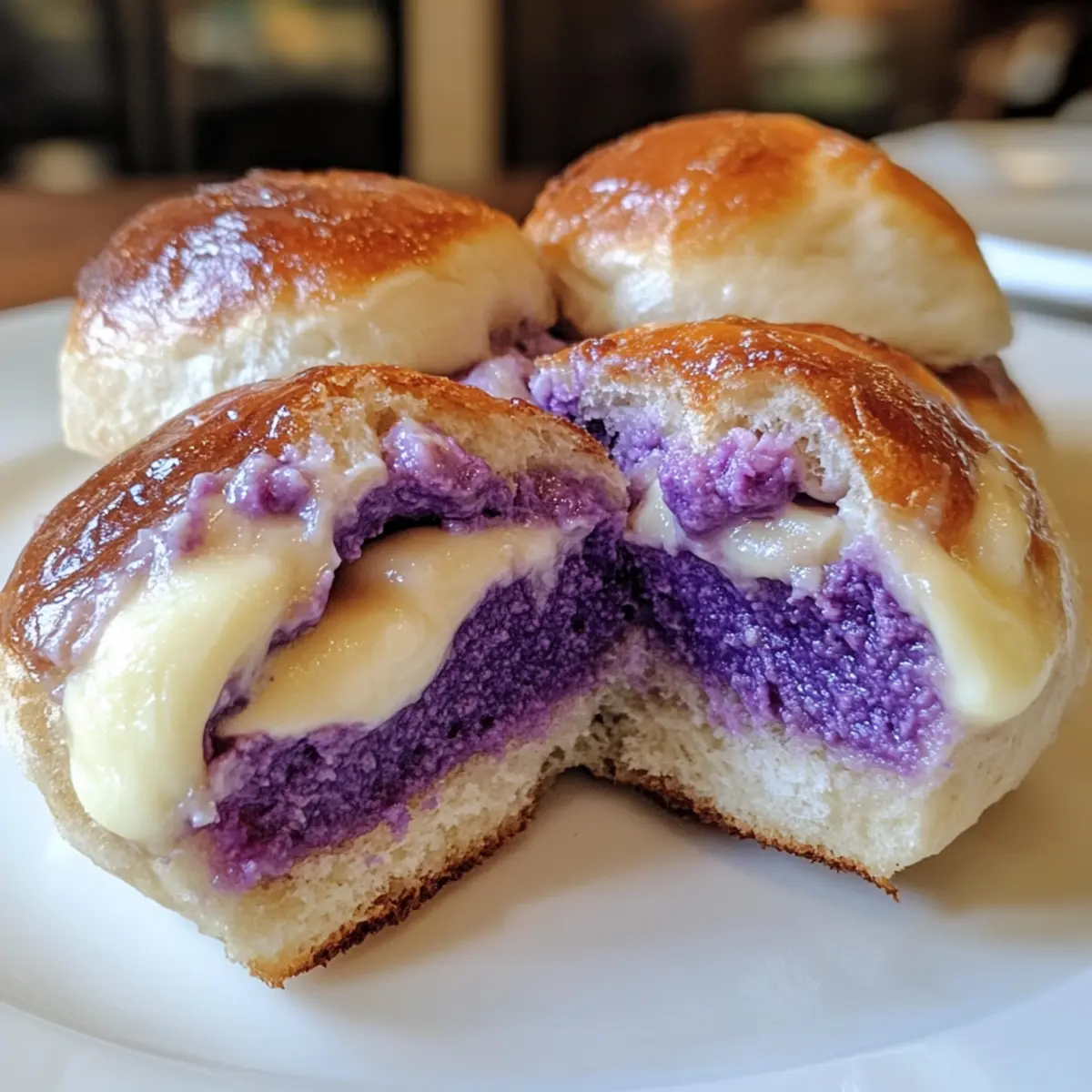 Vegan Ube and Cheese Pandesal
