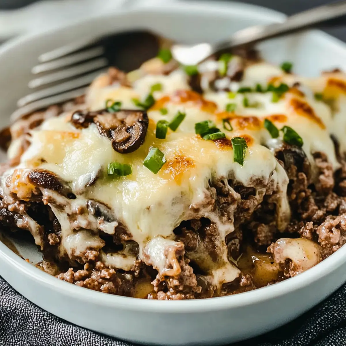 Mushroom Cheeseburger Casserole