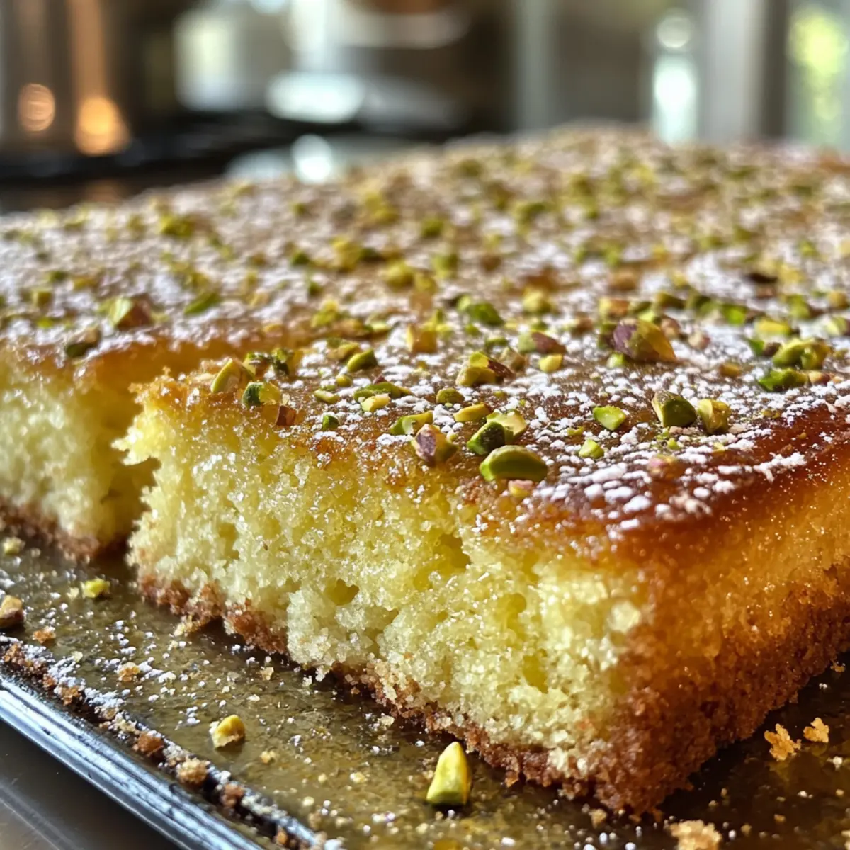 Buttery Pistachio Gooey Butter Cake