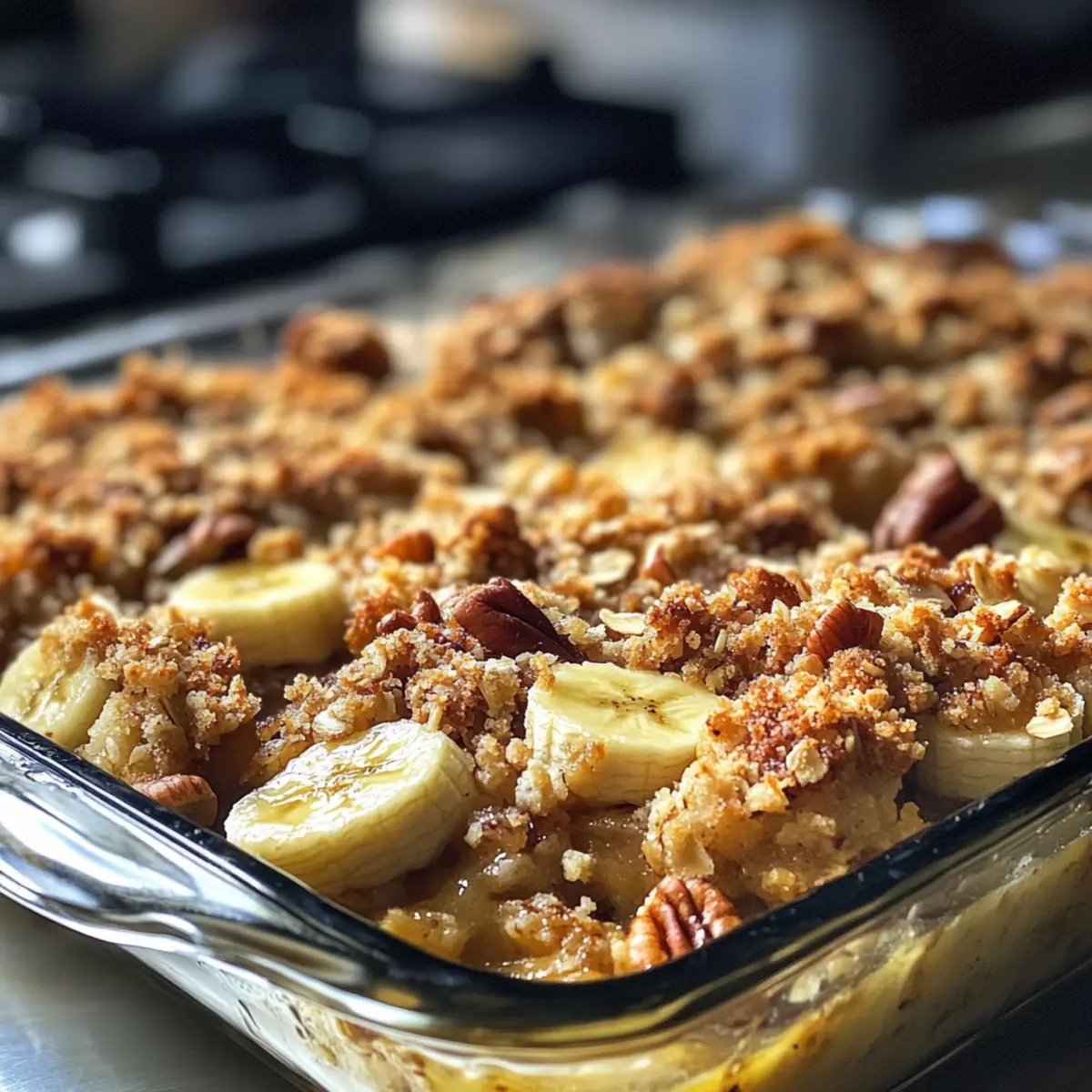 Irresistible Banana Crumble with Crunchy Pecan Topping