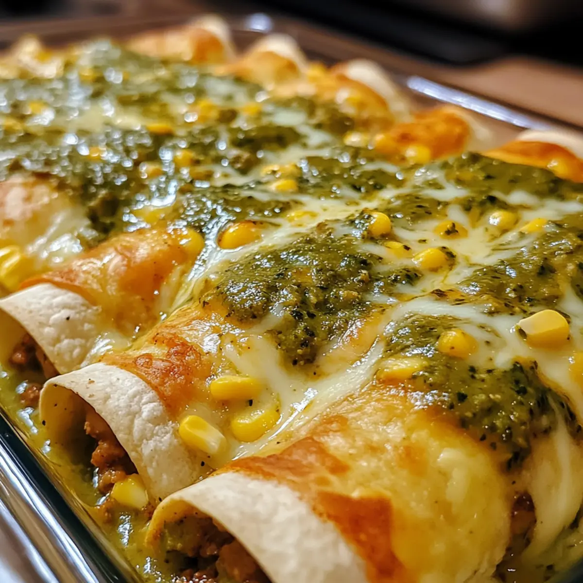 Ground Beef Enchiladas Verdes