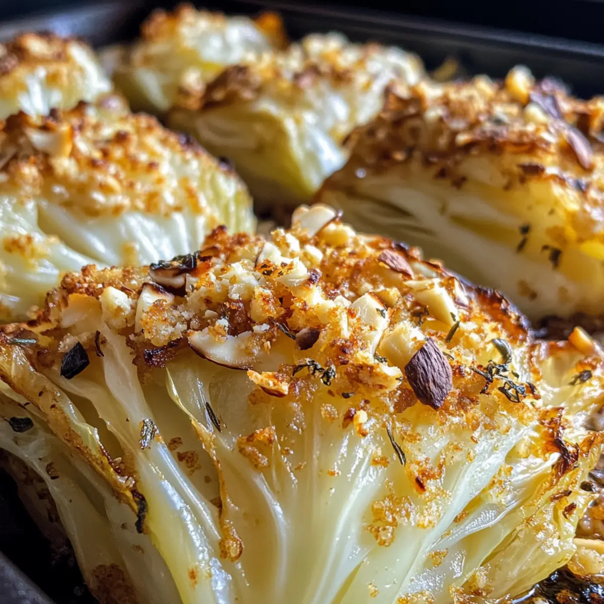 Roasted Cheesy Cabbage with Crunchy Almond Delight