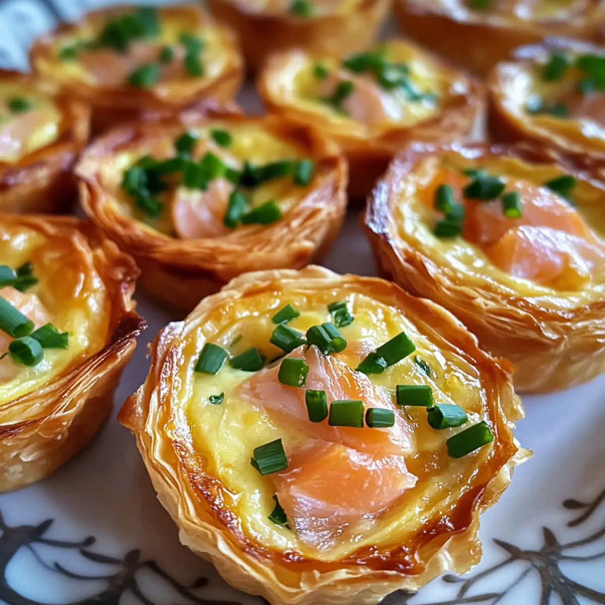 Mini Filo Quiches with Salmon and Chives