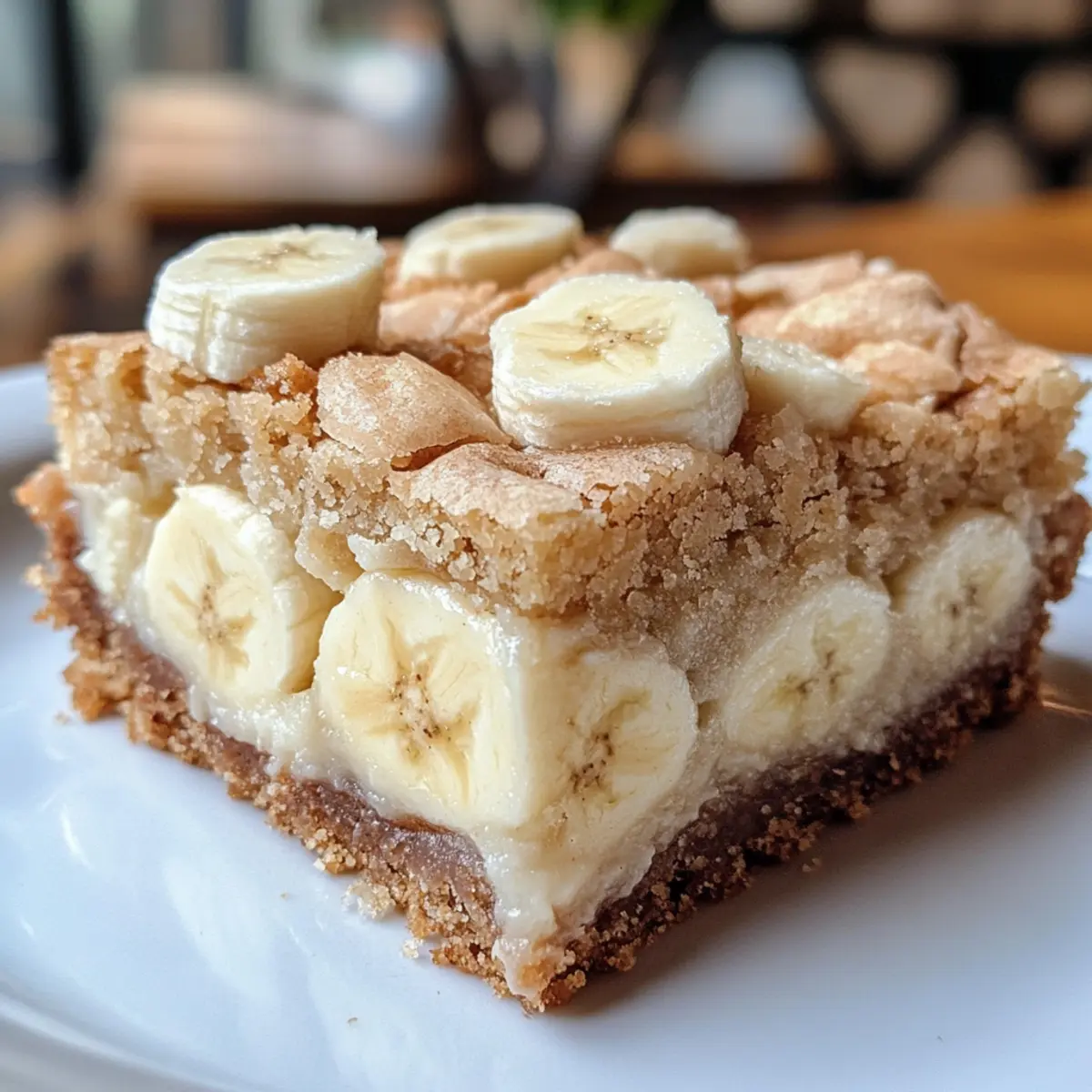 Chewy Banana Blondies with Sweet Vanilla Wafer Crust